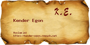 Kender Egon névjegykártya